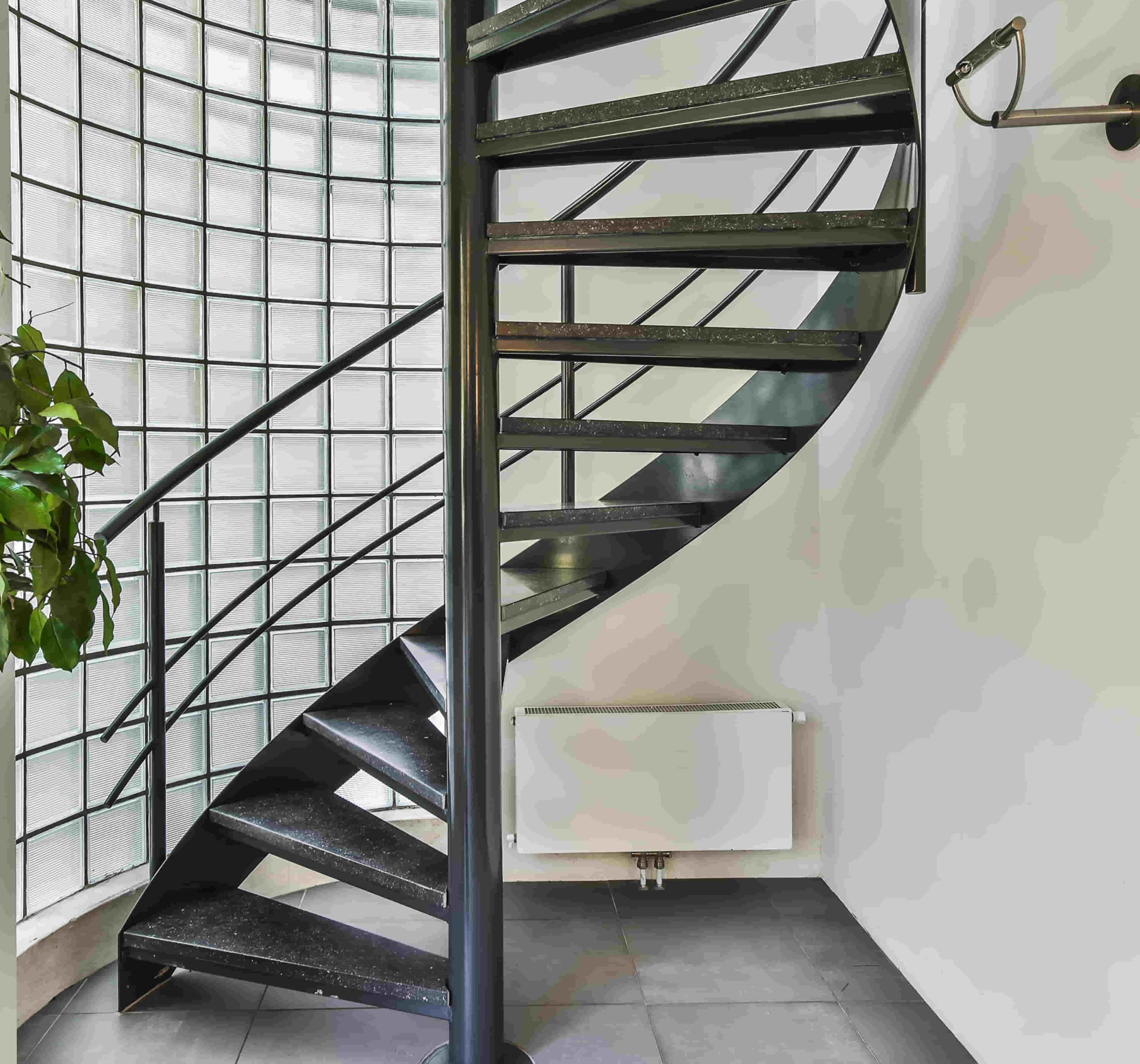 Spiral Metal Stair with Handrails